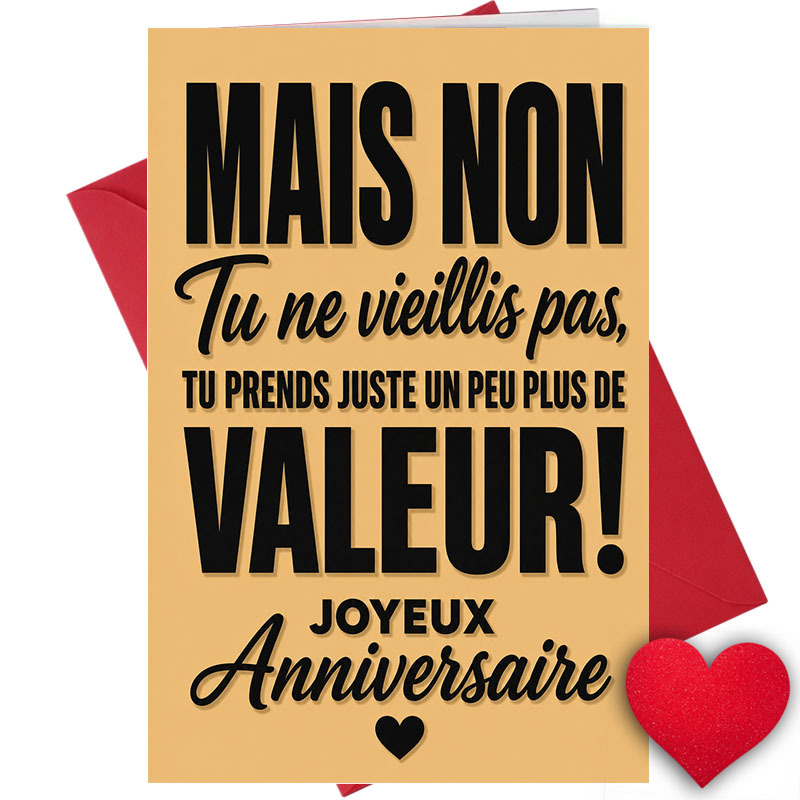 TEMU Carte d'anniversaire amusante pour carte d'anniversaire en français - "Mais Non / Tu n'as pas vieilli, / Tu es un plus /" - Carte de vœux