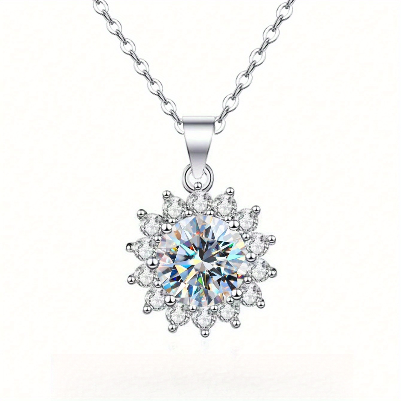 Women's Moissanite Sunflower Necklace — Elegant Gift