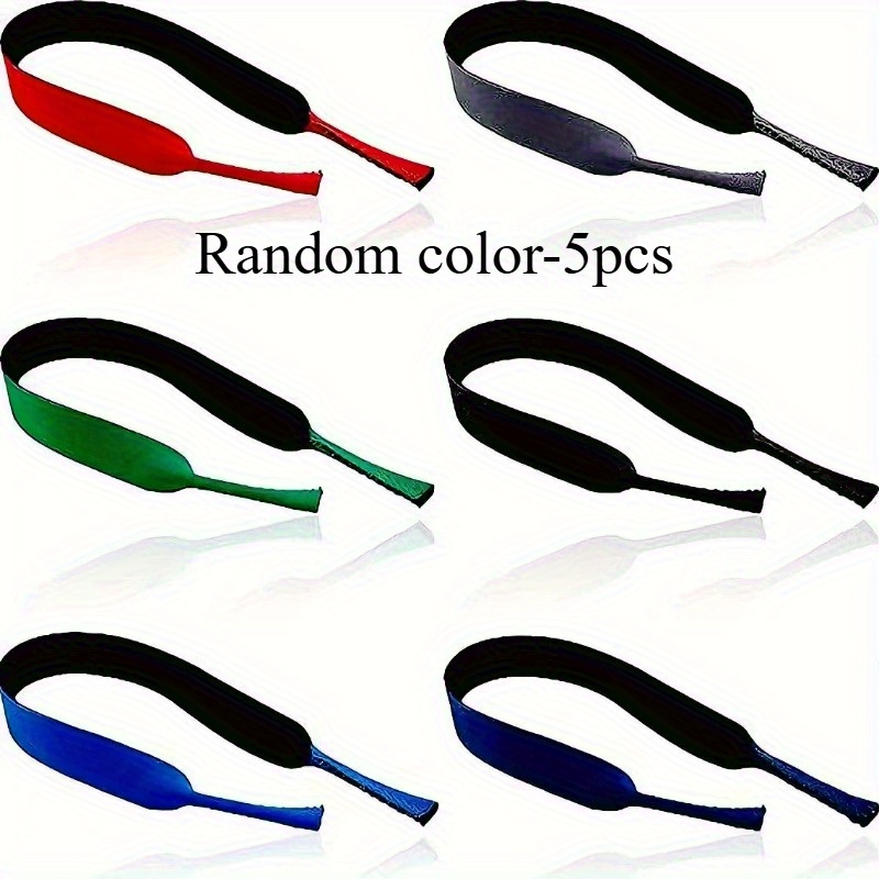 5pcs black or random color eyewear cord sports eyeglass retainer floating neoprene eyeglass strap adjustable   suitable for sports and activities durable material apparel footwear jewelry mens fashion mens accessories