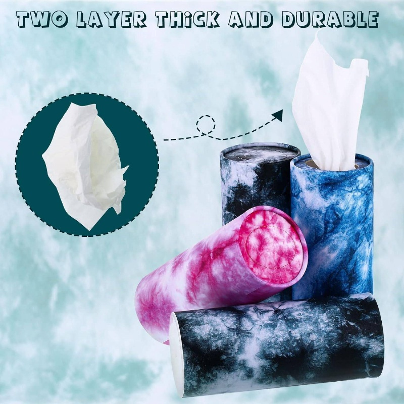 8 pack car tissue holder with facial tissue bulk cylinder car   for   for cup holder box round container tie dye style car tissue holder travel essentials stylish storage durable construction travel accessory   travelers   sturdy construction road   Product details 2