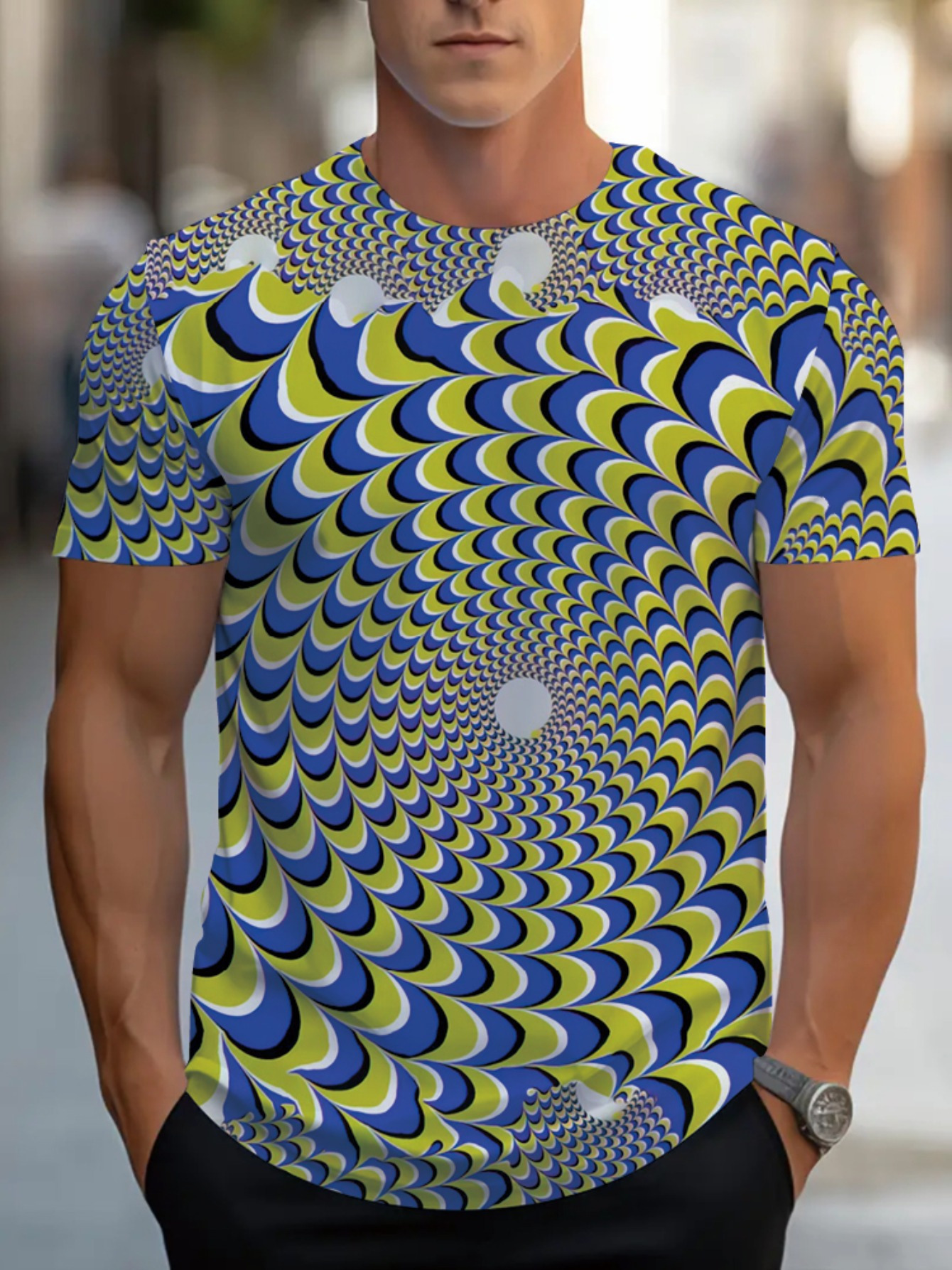 【SATIIIZ】Illusion Pigment Embroidery Short-Sleeved T-Shirt UUL Pigment Short-Sleeved T-Shirt - satiiiz