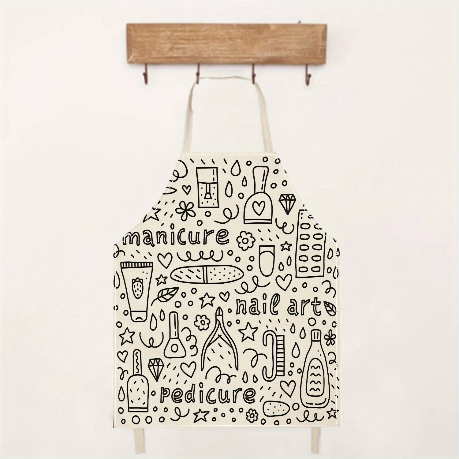 TEMU 1pc Nail Art Tool Pattern Line Apron Creative Print Household Cleaning Apron, High Quality Oil Kitchen Cooking Baking Apron, Apron, Workwear