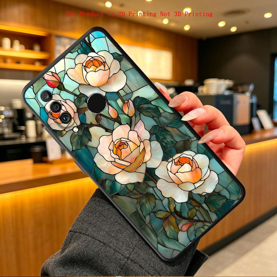 item picture phone case 2d flat case suitable for huawei p20 lite p30 lite p30 pro   2019 p20 pro   70 80 90 pro  40 lite phone cover stained glass roses 2d flat