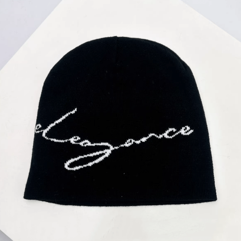 TEMU 1pc Black & White Beanie Hat With Stripe Jacquard Pattern - Lightweight Warm Winter Suitable For Outdoor, Casual & For Hui (for Hui Interpreted