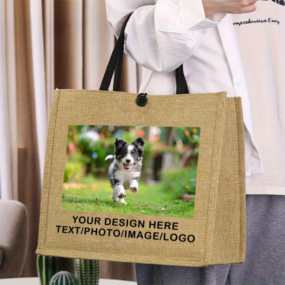 TEMU 1pièce Sac fourre- personnalisable avec un adorable design de chiot - Personnalisez avec votre photo, ou logo - Poignées et boucle noires