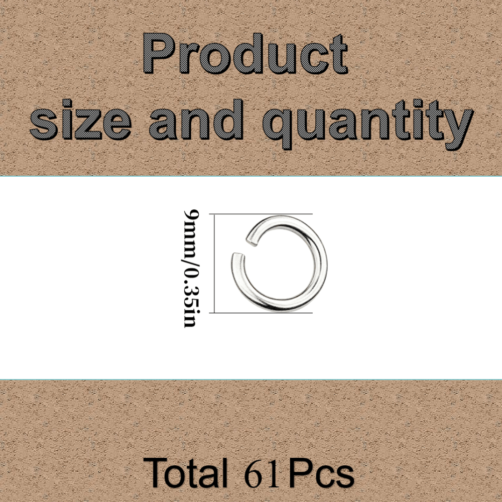 TEMU 61pcs Open Jump Rings - Durable Keychains, Suitable For Crafts, Key Chain Additions