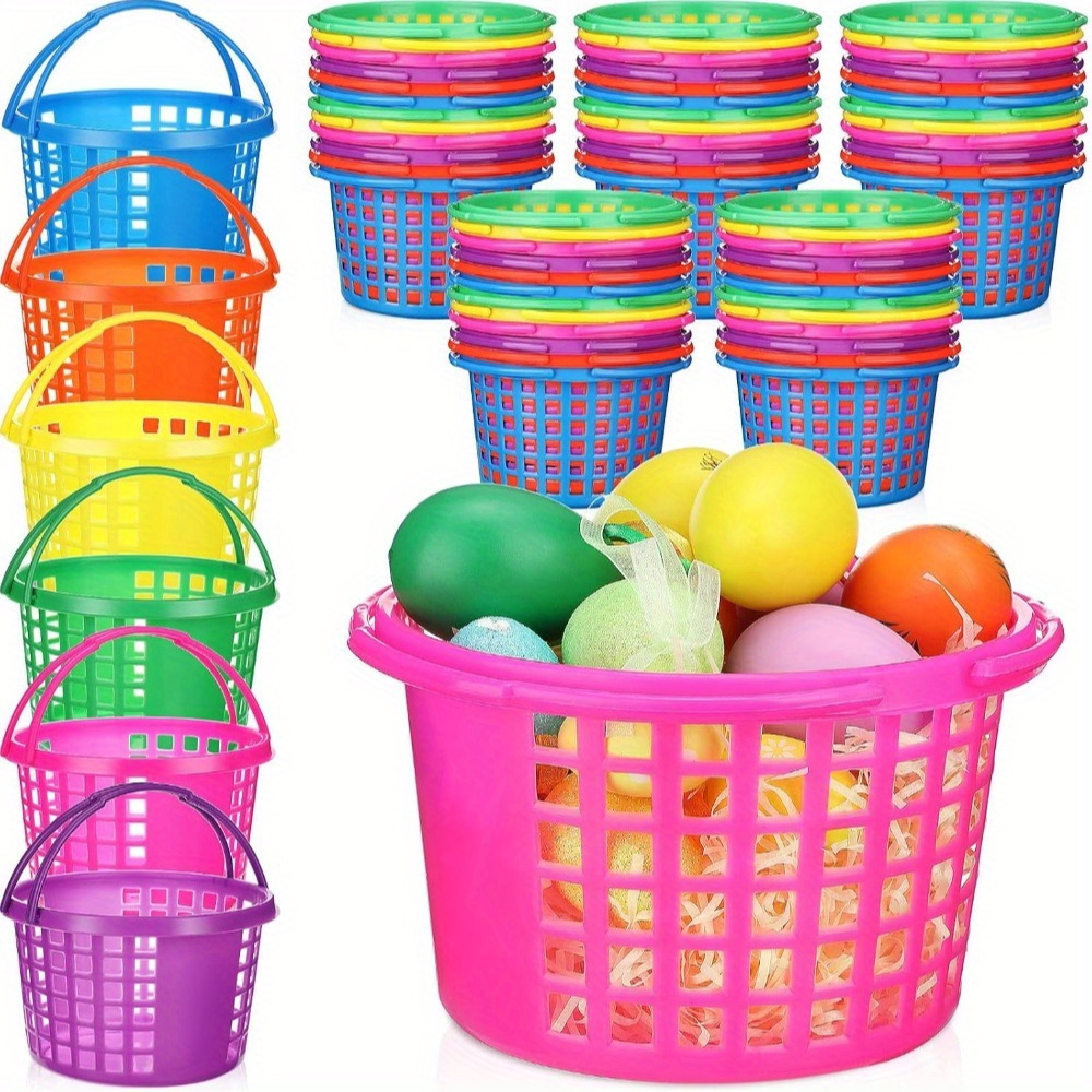 30 adet renkli paskalya sepeti kolları ile - 6.7 mini plastik kavanozlar mavi, yeşil,  , sarı, turuncu ve daha fazlası - çocukların yumurta aramaları, bahar partileri ve hediye favorları için mükemmel, parti favorları sepetleri | eğlenceli tasarım | dayanıklı plastik
