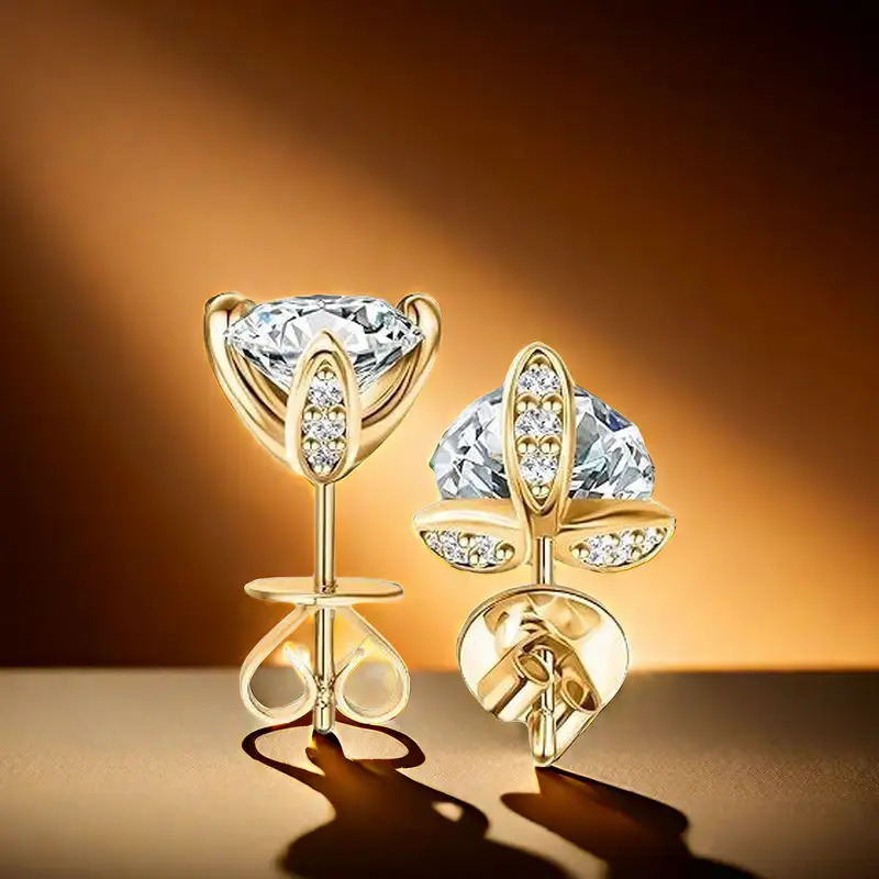 TEMU Une paire de boucles d'oreilles en argent 925, 1 carat x 2, en moissanite, adaptées aux hommes et aux femmes, avec un style de luxe léger et ,