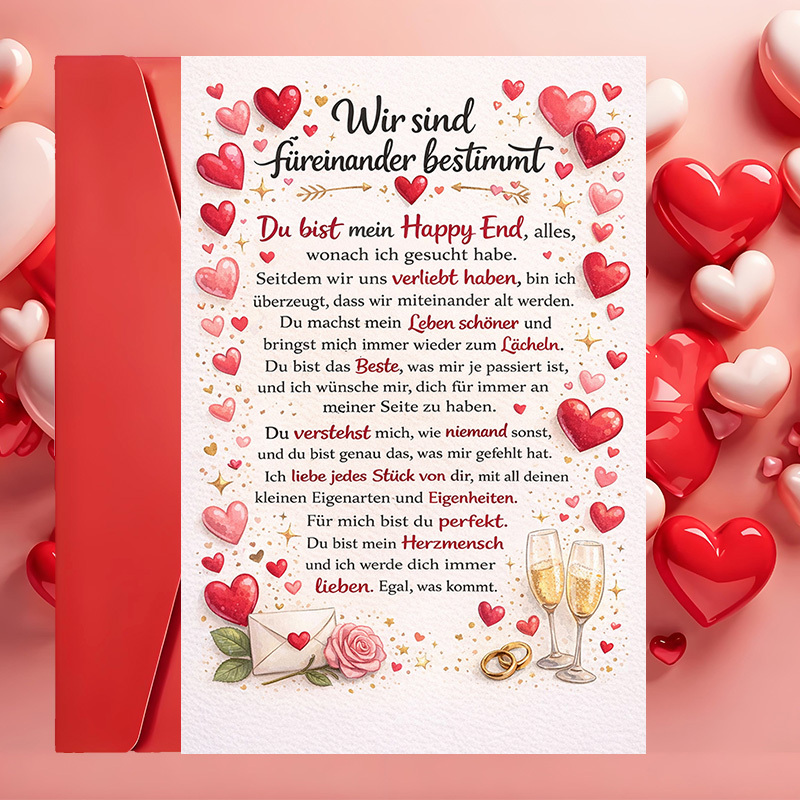 E-shop 2 Stück (ein Umschlag eine Grußkarte) – Romantische Liebesgrußkarte – für Paare, Jubiläen, Hochzeiten oder besondere – Ausdruck herzlicher