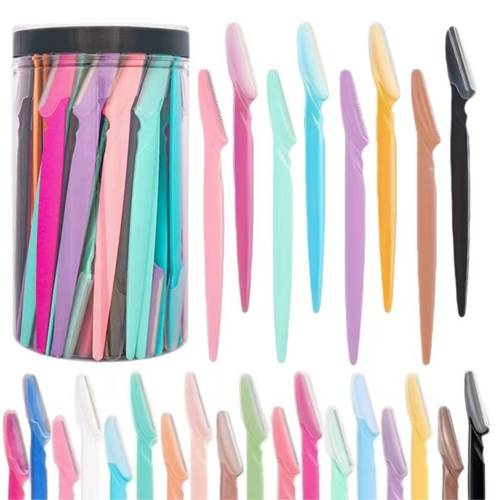 5pcs random 18 color high quality luxury facial hair removal knife made of stainless steel with a safety cover ergonomically designed can trim eyebrows face and bikini area