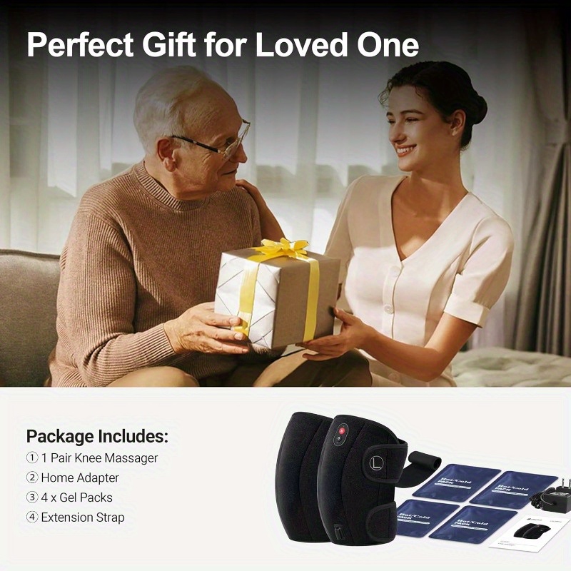 knee massager suitable for fsa that provides, perfect as birthday presents for   men and women, including dads and moms.   an hsa-approved heating pad designed for the knee, featuring heat and vibration, along with cold packs Product details 6