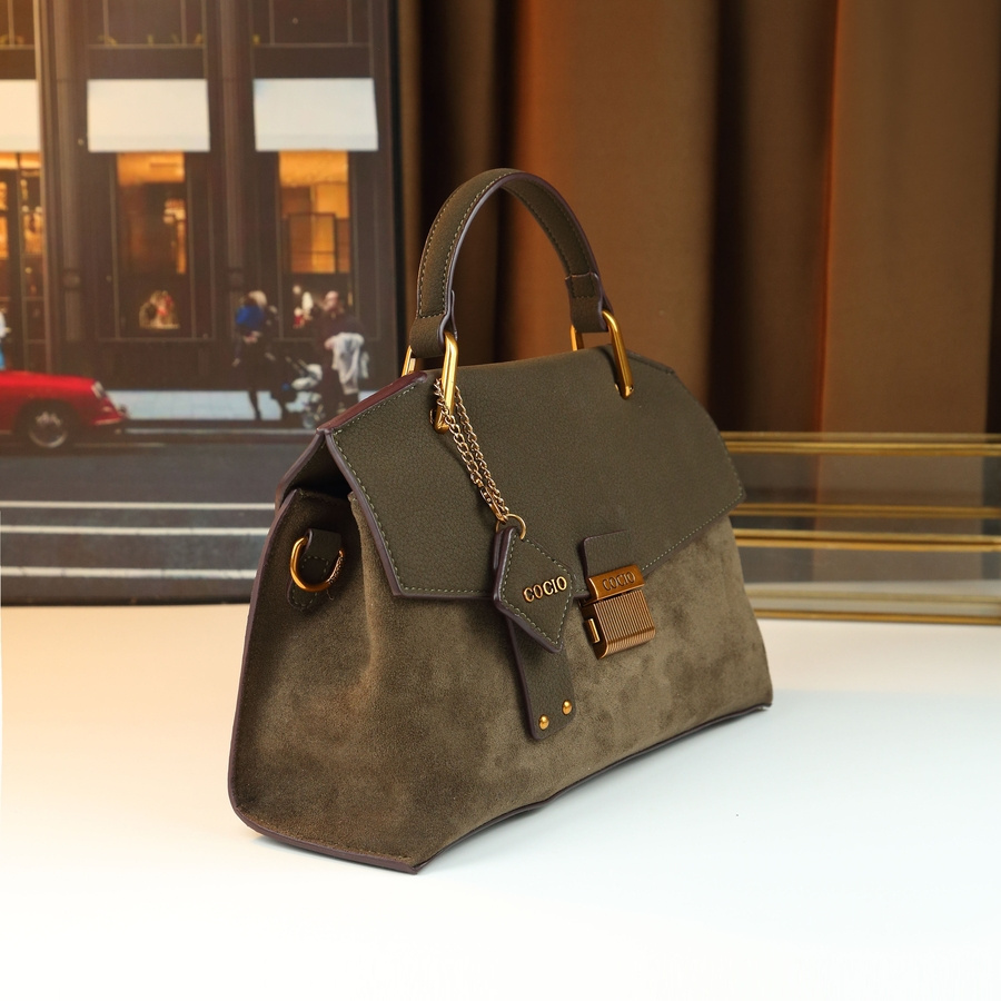 Handbag on model outdoors