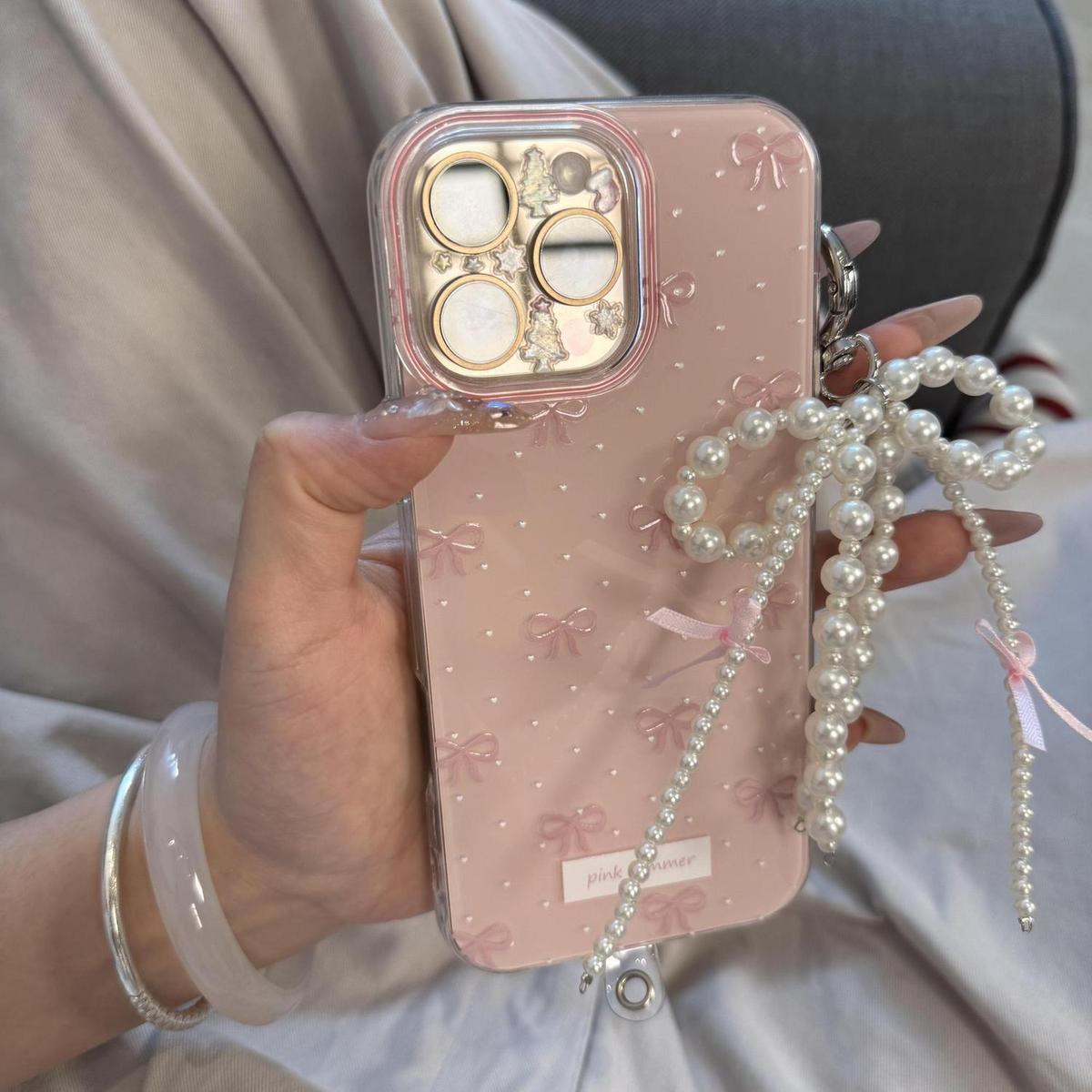 Girl's Foundation Polka Dot Bowknot New Double Layer Suitable for iPhone 14/15 Case 11 12 12pro 12pm 13 13P 13promax 14 14pro 14promax 14plus 15 15pro 15plus 15pm 16 16pro 16plus 16promax Phone Cover