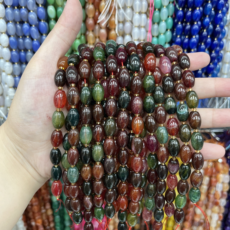 8X12Mm Vibrant Natural Stone Rice Beads Collection