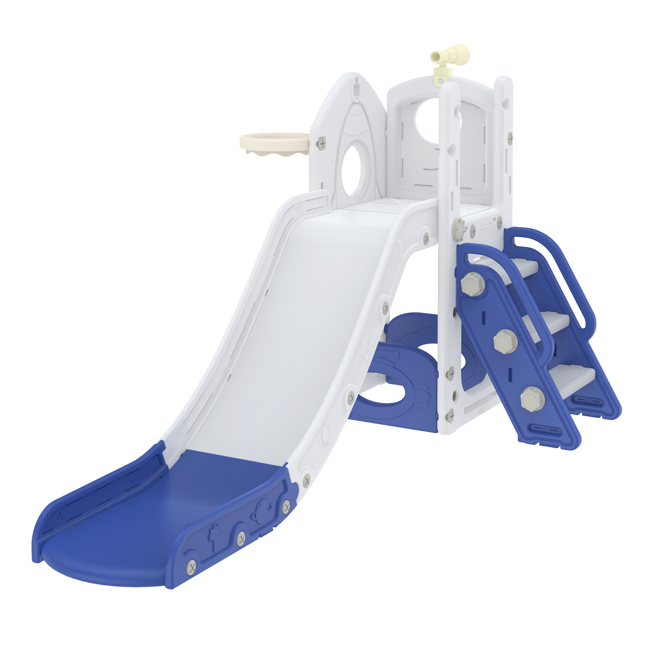 Combination Slide For 1+ Year Olds, Indoor And Outdoor, Freestanding Slide Made Of Hdpe And Pp, Max. Load 50 Kg, Blue And White Colour