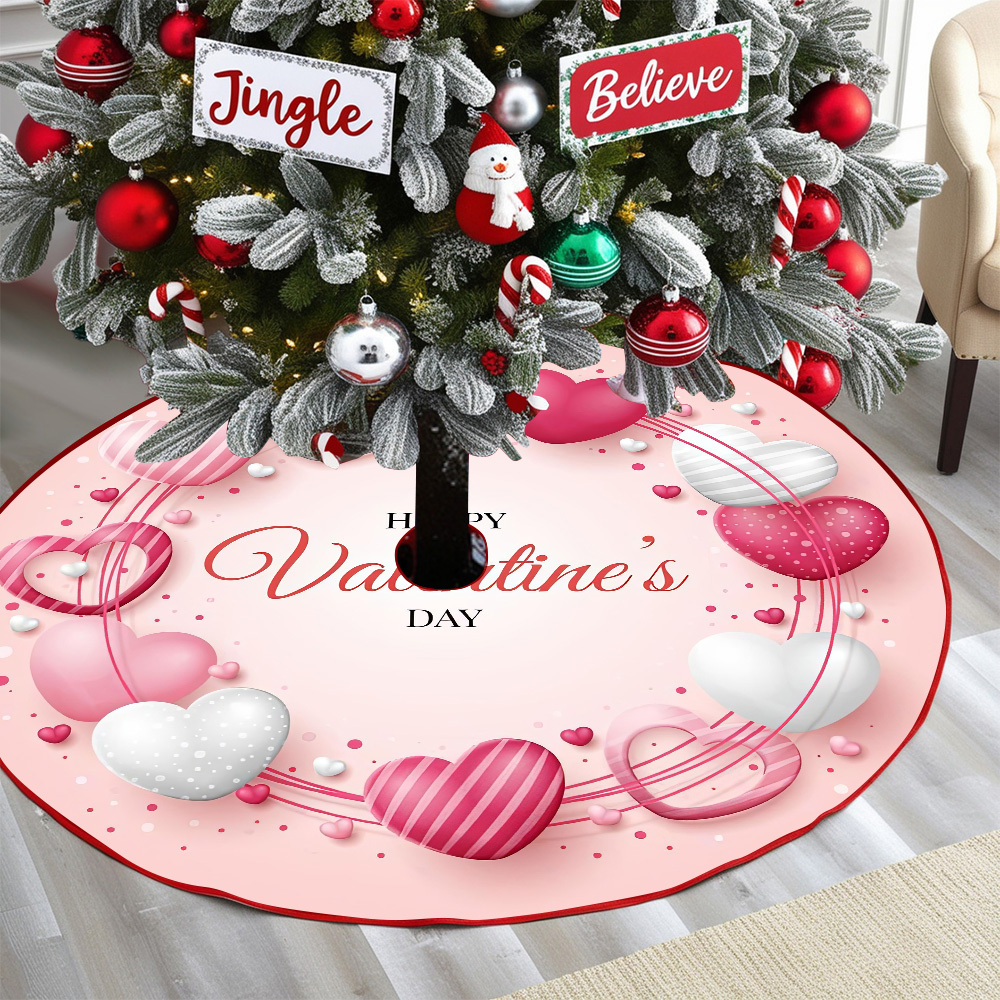 

Valentine's Day Christmas Tree Skirt - Polyester Vibrant Mat For Indoor Outdoor Decor Holiday Indoor/ Outdoor Tree Decor, 1pc
