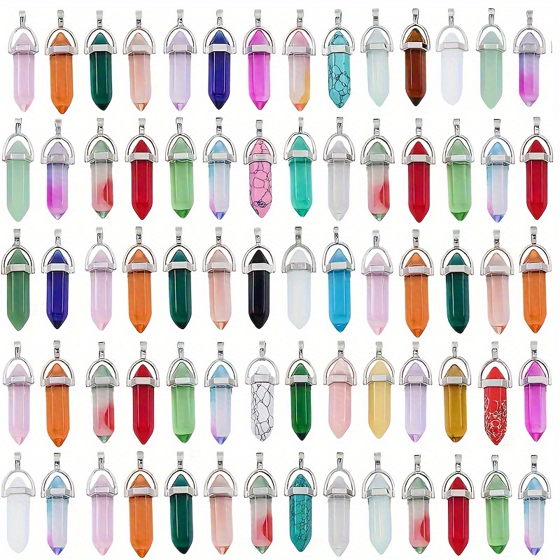 TEMU 100pcs Hexagonal Chakras Crystal Pendant Diy Pendant Gem Acuturris Beads For Necklace Earrings Bangle Jewelry Making