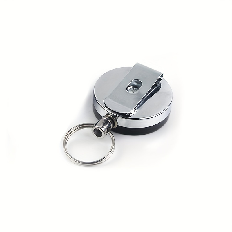 Steel Wire Rope Elastic Keychain For Men, Sporty Retractable Alarm Key Ring Anti Lost