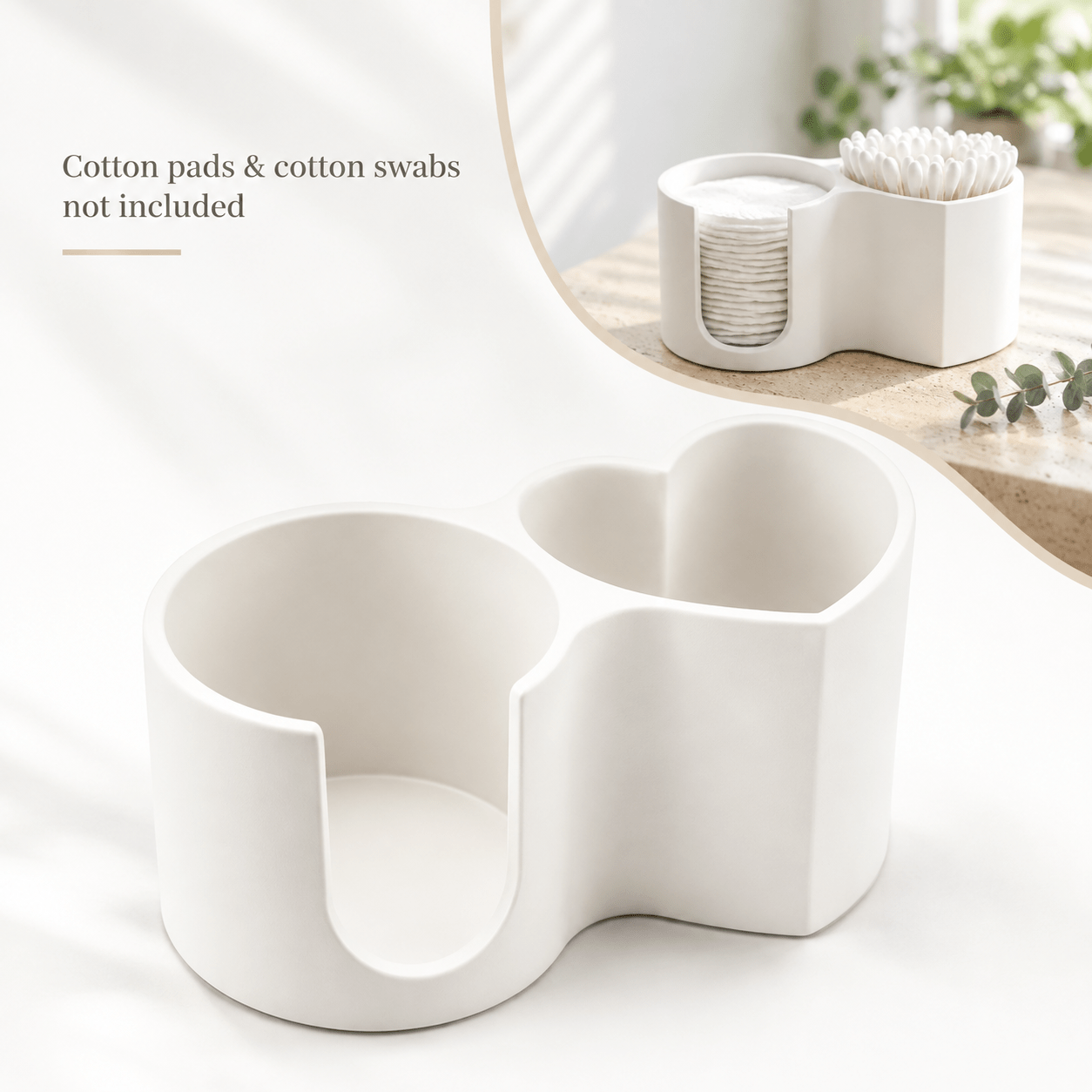 TEMU Organisateur de maquillage de cœur, support multifonction 2-en-1 pour tampons et cotons-tiges, boîte de rangement pour pour rouge à lèvres,