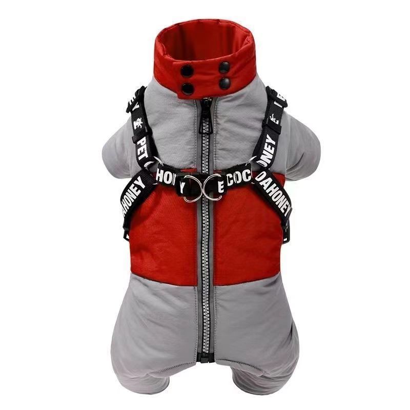 Image of Thickened Warm Dog Clothes With Leash Hole, Four-legged Pet Outfits For Teddy, Bichon, Pomeranian, Schnauzer, Corgi And French Bulldog