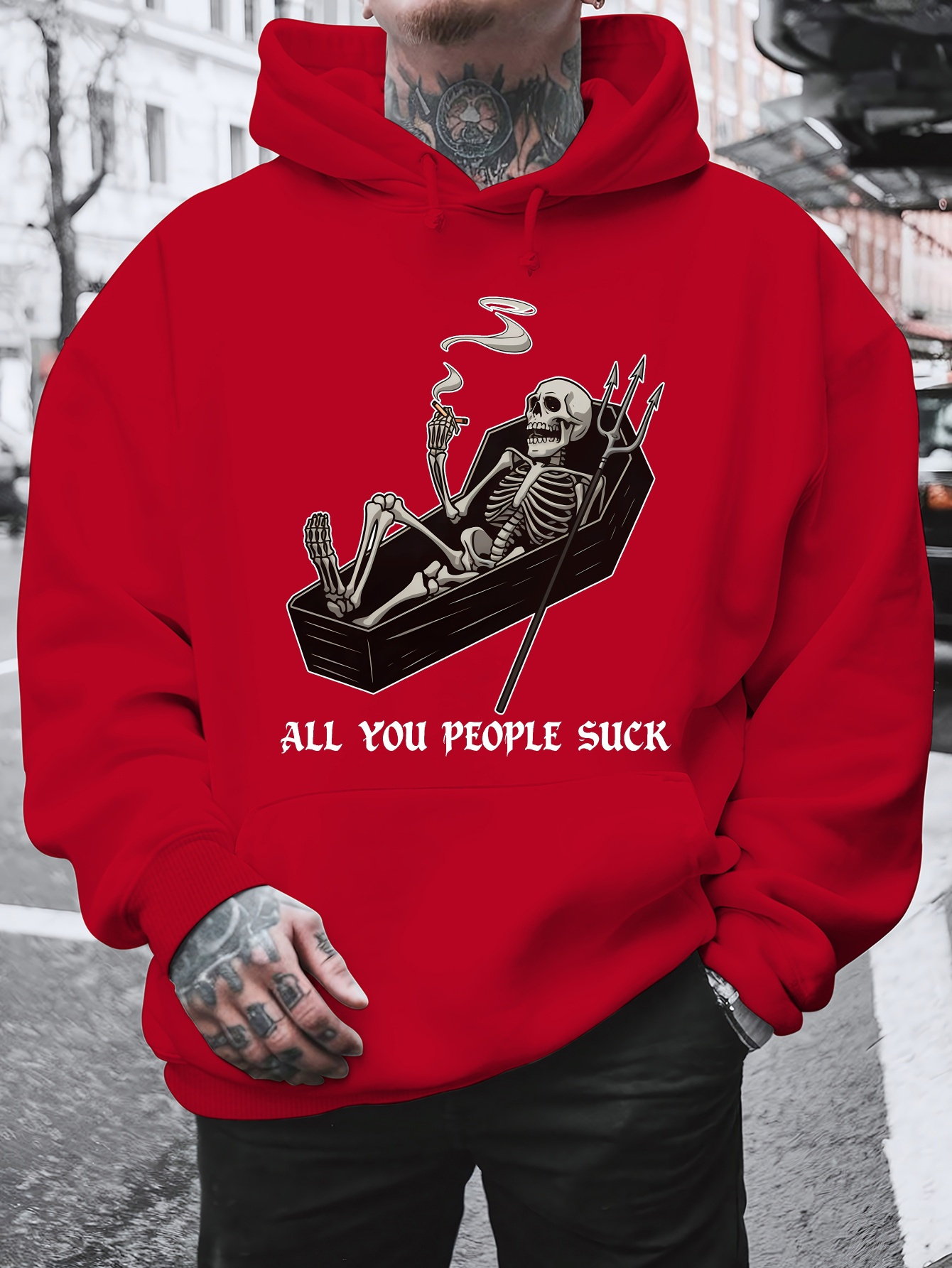 herren hoodie schwarz mit weißer schrift, grafik-pullover