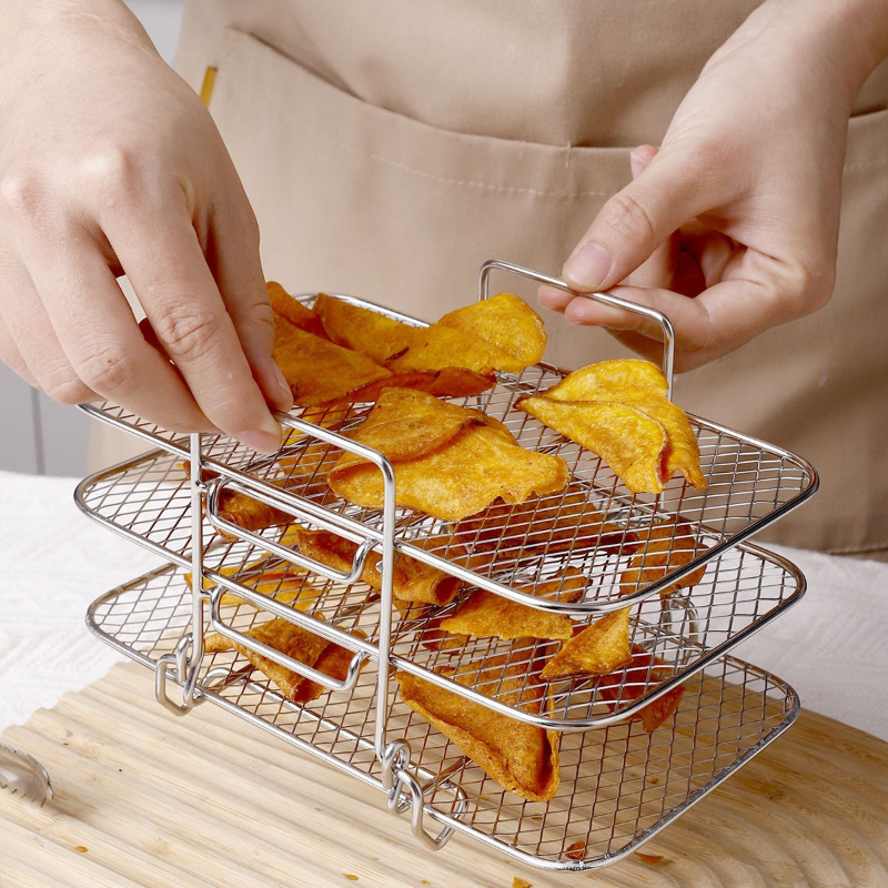 

3-tier Stainless Steel Cooling Rack - Ideal For Baking, Frying & Steaming | Fryer Accessory & Kitchen Essential