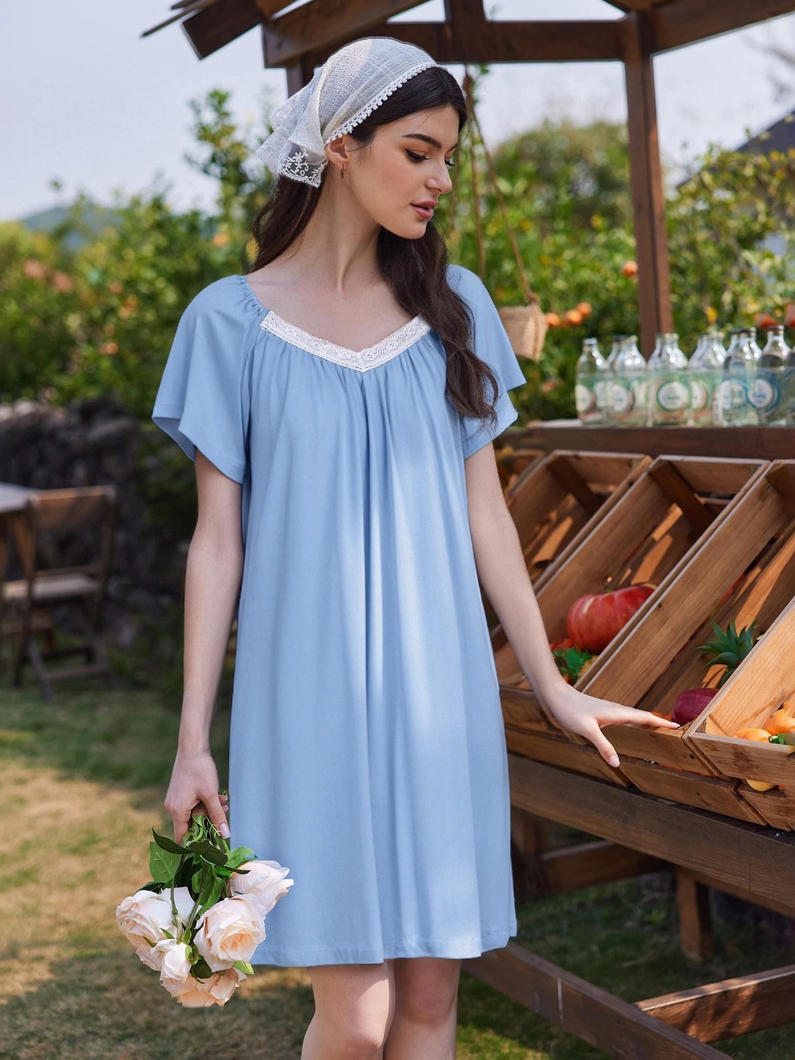 blue pajama dress Bamboo Pajama Nightshirt Blue Ice / M main image 0