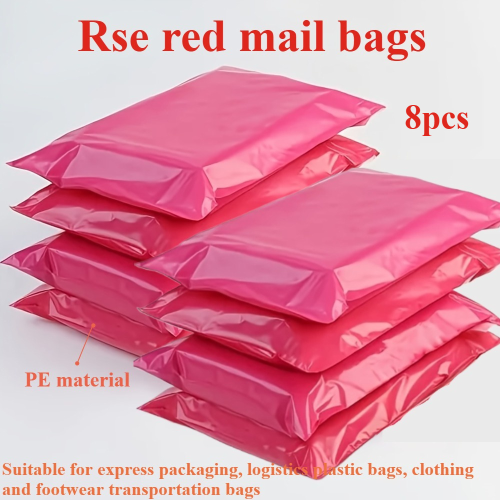 TEMU 8 sacs postaux rouge rose - Auto-scellants ultra durables | Matériau PE, forte | Bon | des bords | Forte de charge, adaptés au conditionnement ,