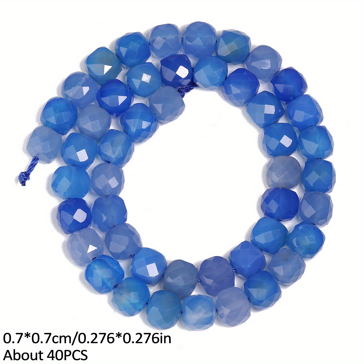 TEMU Natuurlijke blauwe agaat kralen in een 7 mm facetteerde vierkante vorm, perfect voor sieradenprojecten. Deze losse spacer kralen zijn geweldig