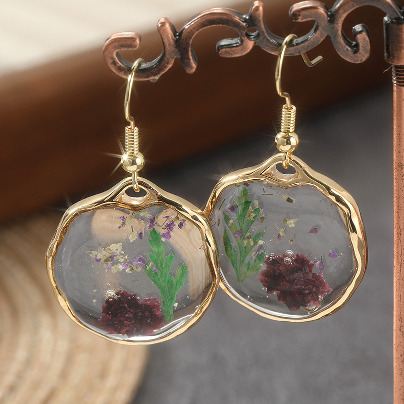 Women's Dried Flower Earrings with Botanical Specimen Design