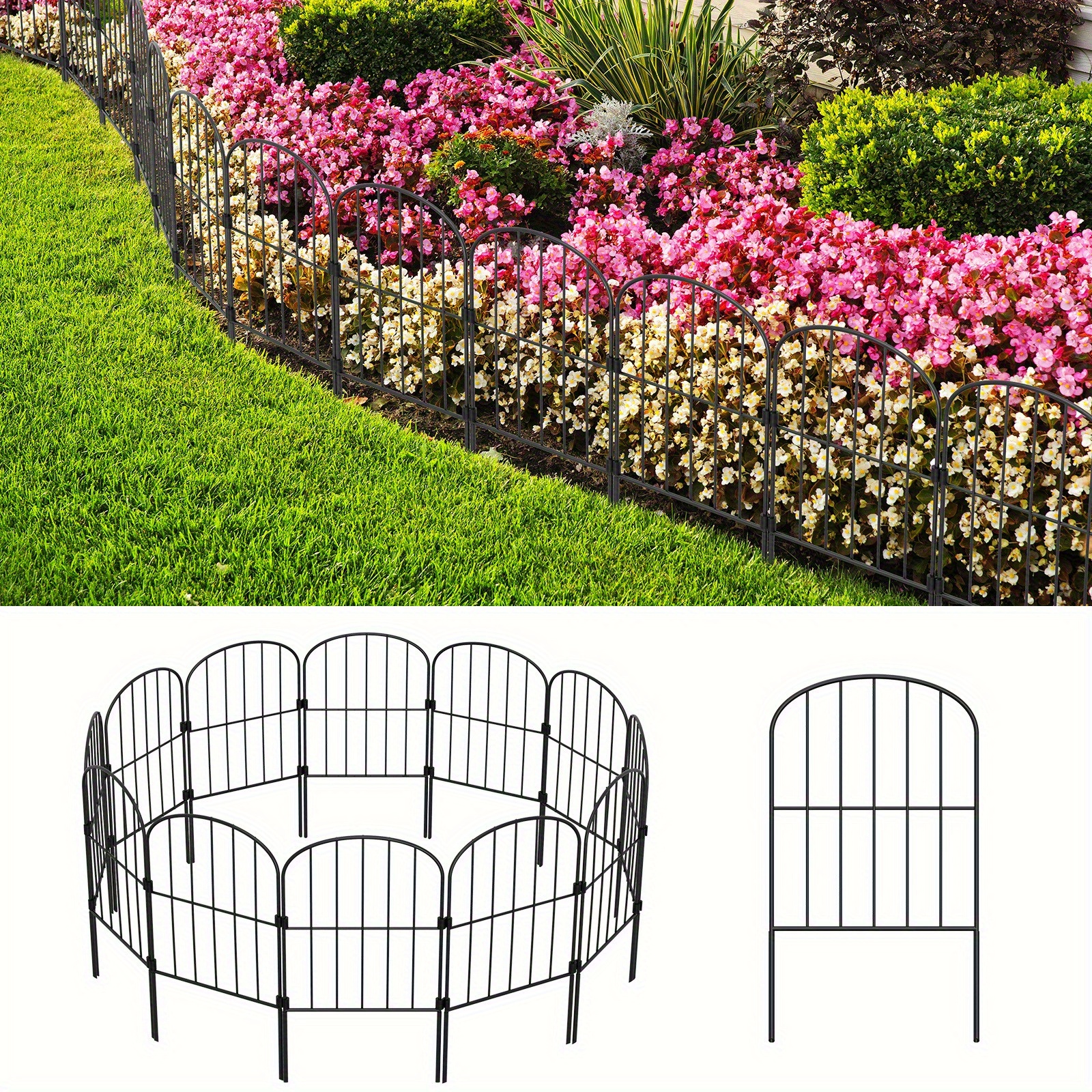25pcs decorative garden fence animal barrier fence metal fence panels   no dig garden fences and borders for pa