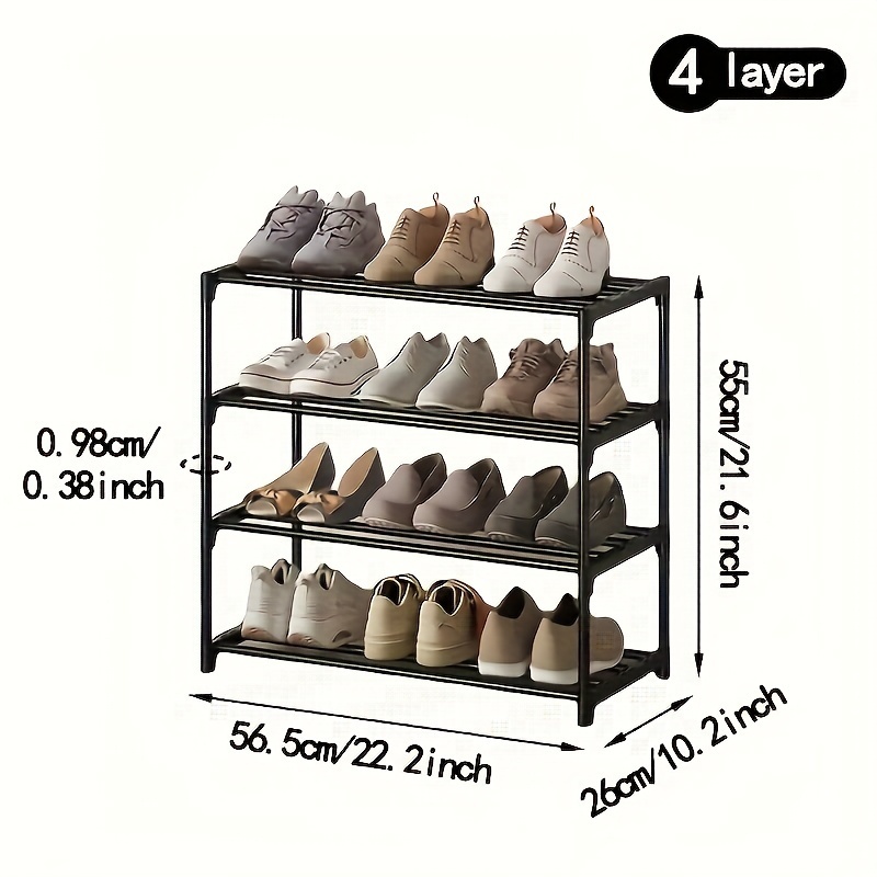 Image of Multi Layer Simple Shoe Rack, Stacked Shoe Rack Storage Rack, Space , Sturdy And Durable, Suitable For Entrances, Wardrobes, Living Rooms, Bedrooms, Garages, Utility Racks, Standing Shelf