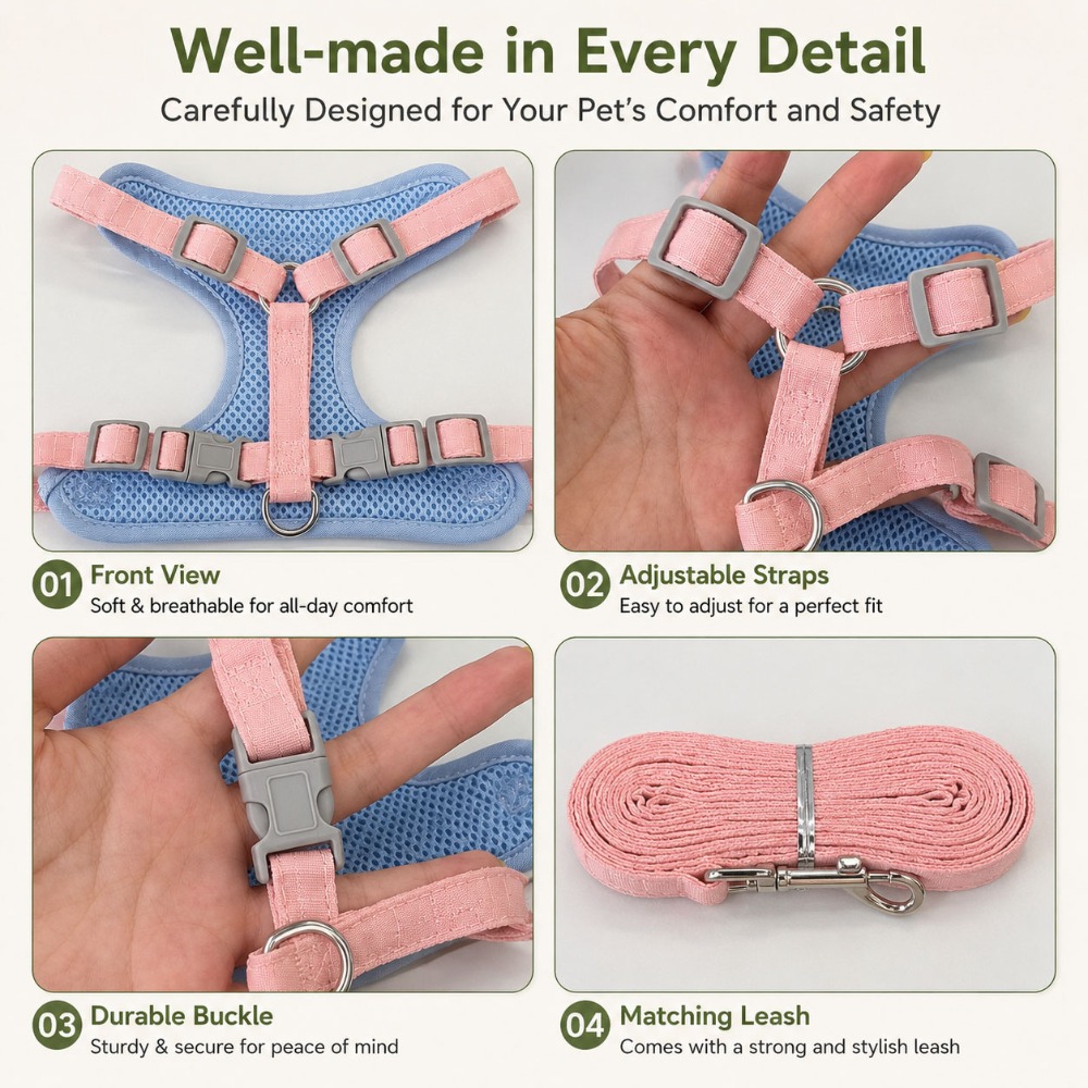 Pet Anti-Pull Harness with Personalized Name and Phone Number