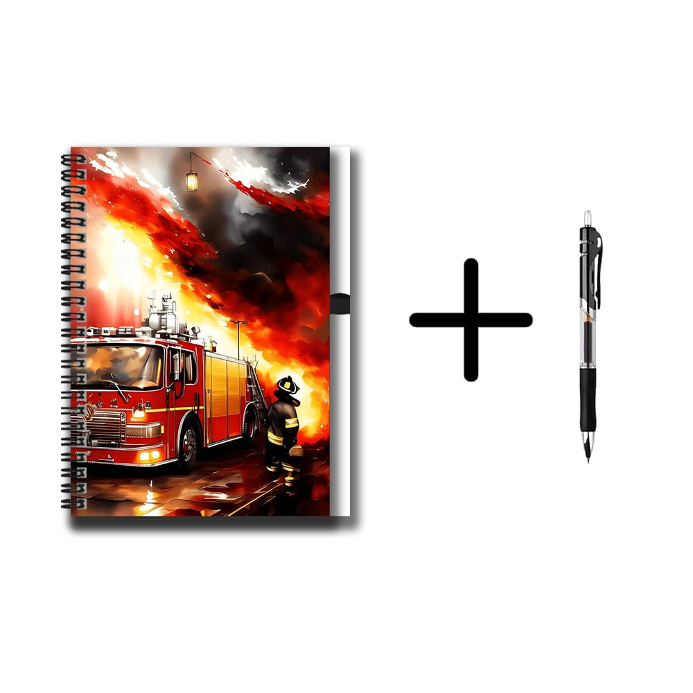 TEMU Set aus spiralgebundenen Notizbüchern mit Feuer-Thema, inklusive Stift! 100 Seiten mit großem Fassungsvermögen 50 Blatt dickem Papier. Geeignet