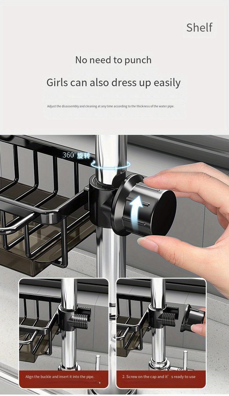 a multifunctional hanging basket for kitchen sink storage made of   with a cloth holder and a draining tray for household use details 7