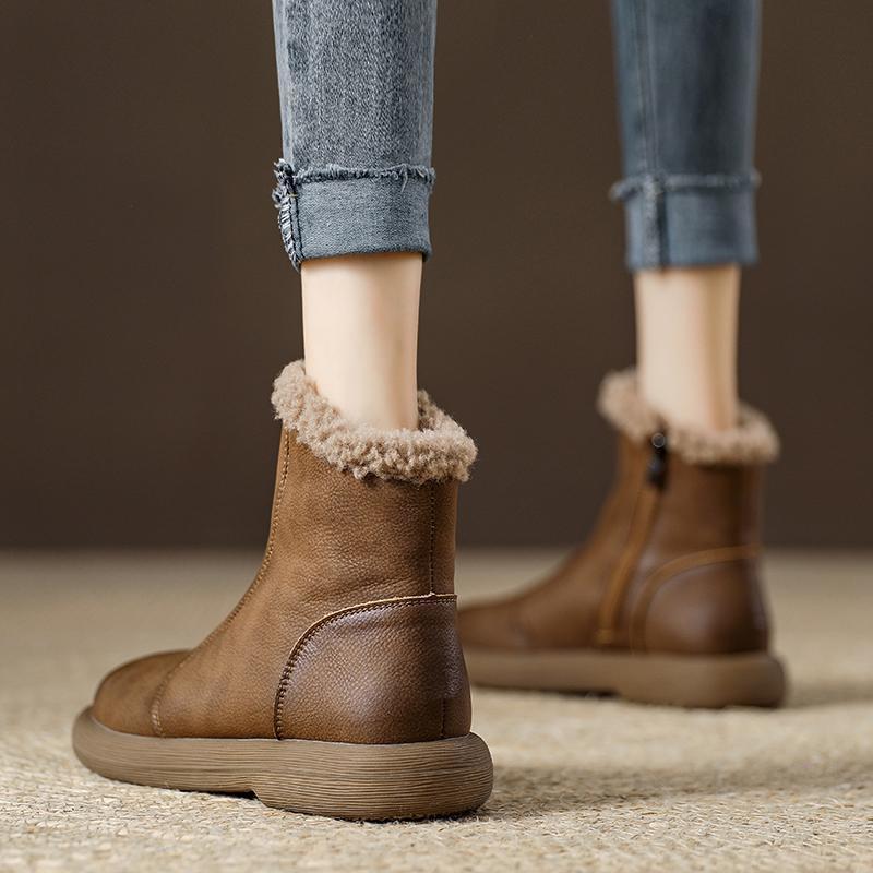 Image of Women's Snow Boots, Short Boots, Flat-soled Warm Women's Ankle Boots, New Winter Women's Shoes, Women Shoes