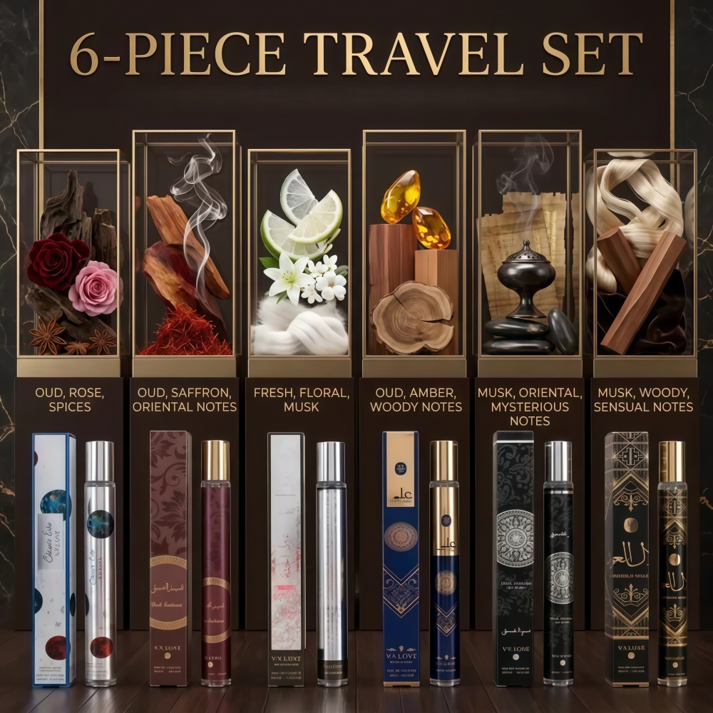 TEMU 6pcs Men's Arabic Perfume Collection, Long-lasting And Oud Cologne Set, 6 X 1.2 Fl Oz Travel Spray Fragrance, Premium Middle Eastern