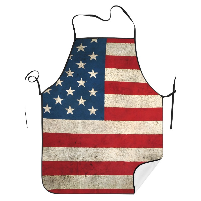 TEMU 1 stuks Vintage Amerikaanse Vlag Ontwerp Keukenschort - Gemaakt van Duurzaam Polyester, Verstelbaar, Retro Stijl voor Koken en