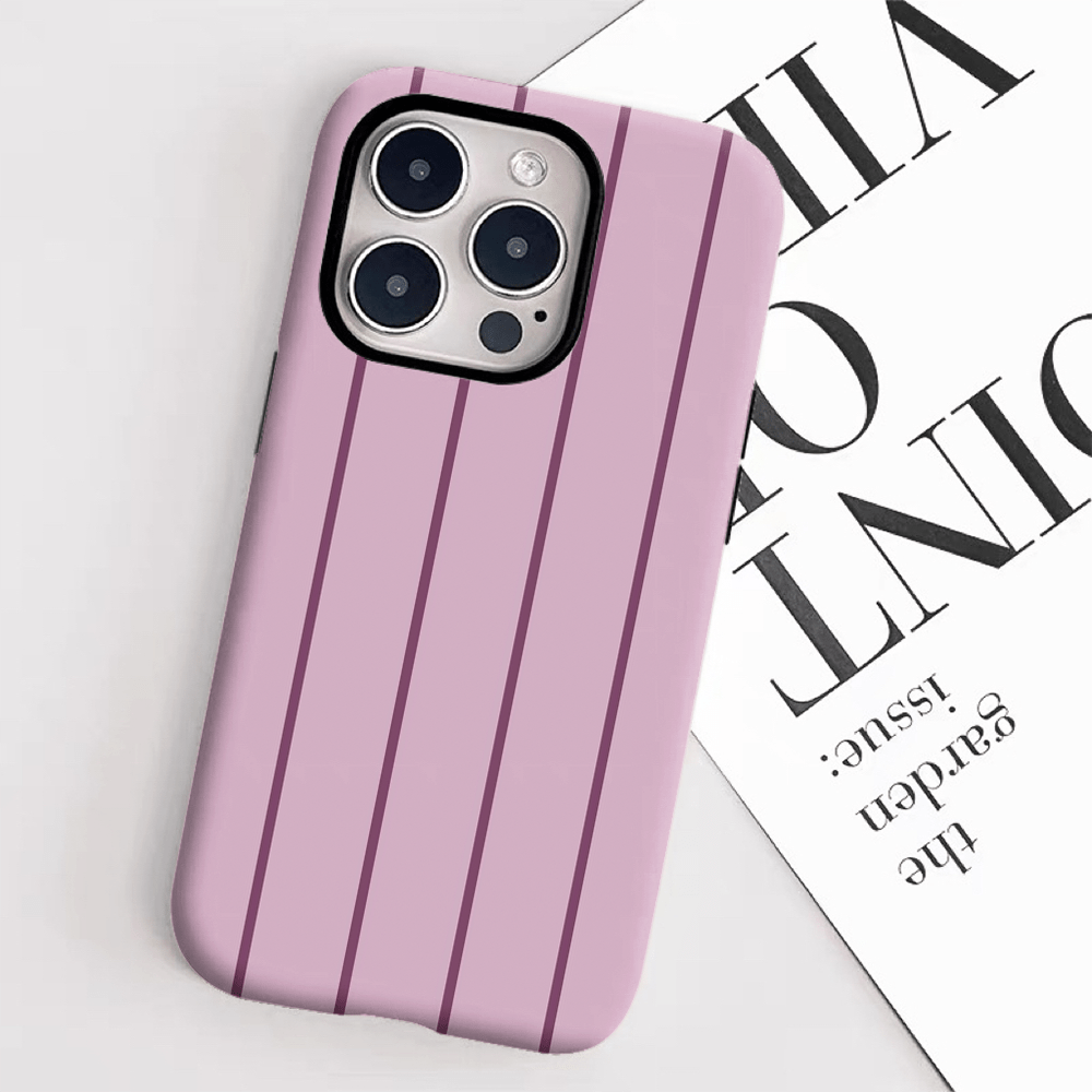 TEMU Phone Case - Light Purple Striped Case For Iphone 17, 16 Pro Max, 15 Pro Max, 13, 13 Mini, 12, 11, Xs Max, 7, And Se2 With A Glossy End