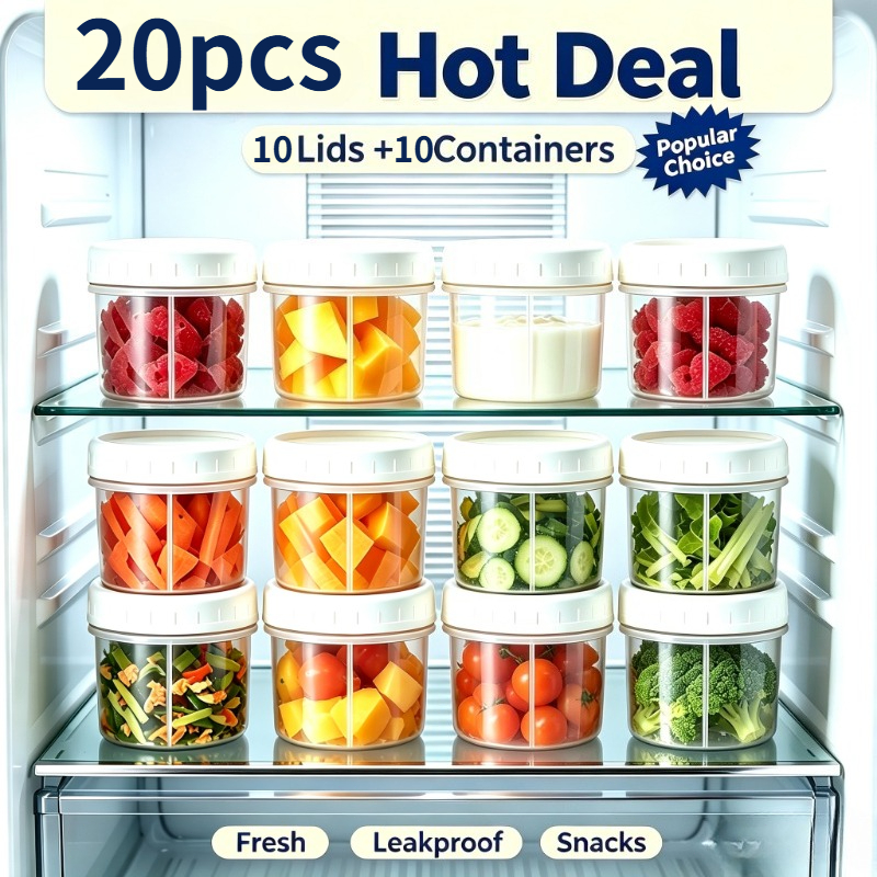 TEMU 20pcs (10pcs Lids And 10pcs Cups), Microwave And Dishwasher Safe, Moisture-proof And Leak-proof Long-lasting Preservation, Excellent