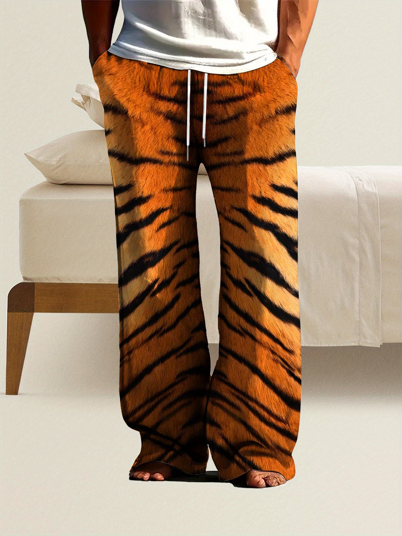 Track Pants Tiger Stripe Pants Orange Organic Cotton French Terry