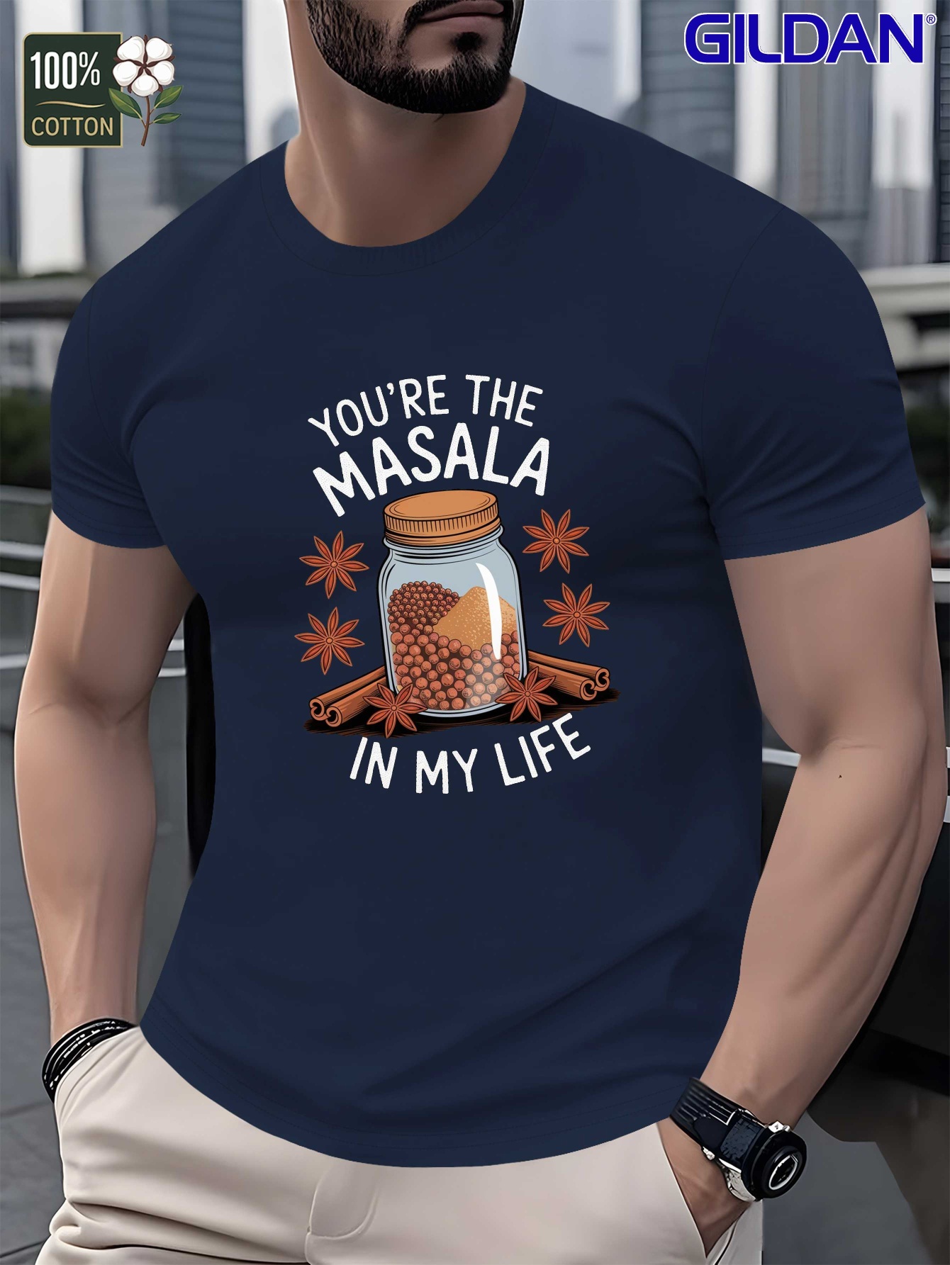 Men's Indian Curry-Themed T-Shirt - 100% Pure Cotton "You're The Masala In My Life" Slogan with Chili & Cumin Design - Casual Summer Tee for Indian Lovers (Masala) - Comfort Fit Gift Apparel 2bba23c183ce4a42af6780cfe91e2d92 Goods