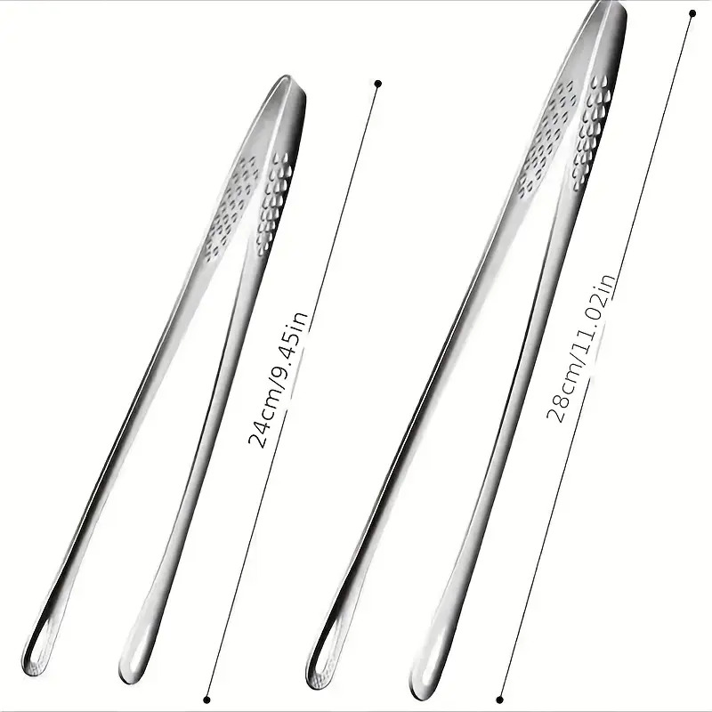 TEMU 2pcs Stainless Steel Multifunctional Bbq Tongs, Bread Tins And Ice Cube Tongs - Suitable For Grilling, Baking And Camping, Ideal For Restaurants