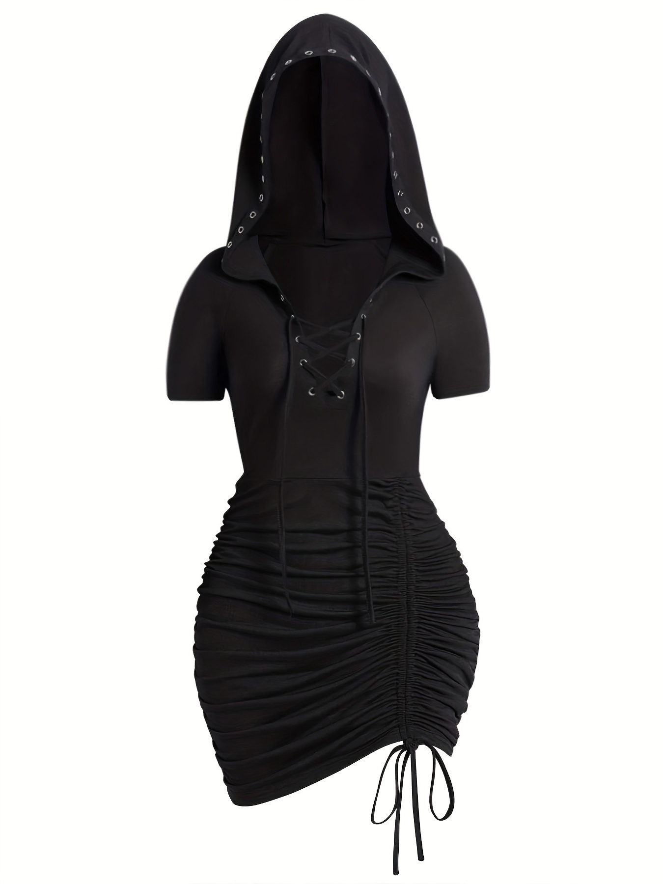 plus size hooded bodycon dress Size, Gothic-style * with Metal Eyelet Lace-up V-neck * Hem Drawstring Design, Plus Women's Party Wear Type:Swim Sequin Long Sleeve Bodycon Fit:Petite (25) Coffee Time