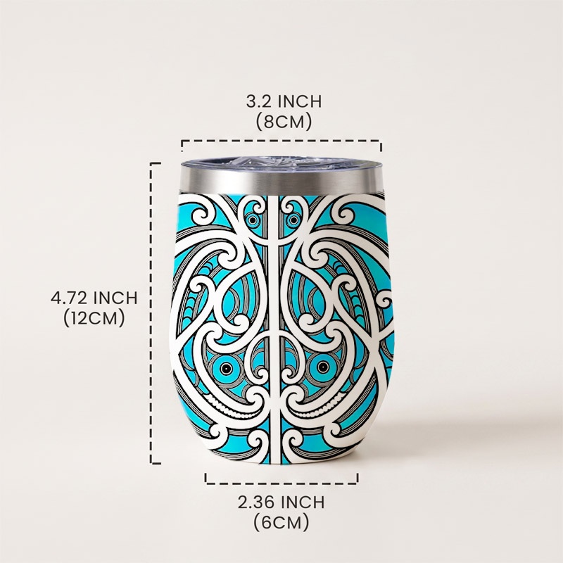 TEMU Stainless Steel 12oz Water Cup, Intricate Maori-inspired Tattoo Pattern In White, Tones, Durable Drinkware For Daily Sipping, Outdoor Activities