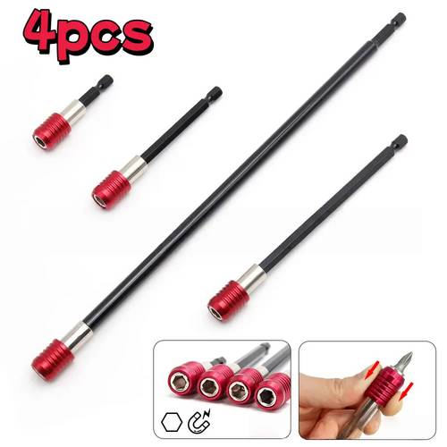 4pcs magnetic drill bit extension kit with driver and socket adapter 1 4 inch hex shank non slip power tool kit suitable for screws nuts bolts compatible with cordless drills drill press systems drivers magnetic clamps
