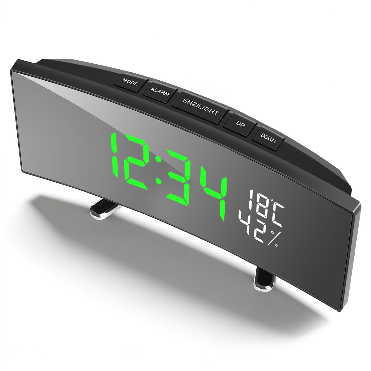 TEMU Usb Powered Curved Screen Digital Clock - Time/temp/humidity Display, 3-level Screen Brightness Adjustment   Date Toggle Display memory Function