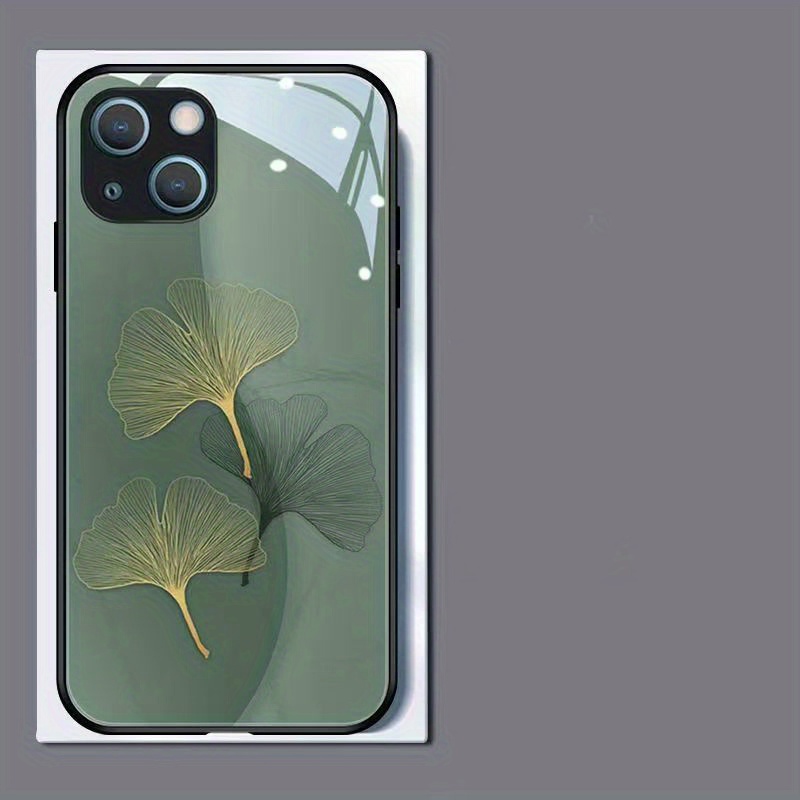 TEMU Phone Case: Elegant Ginkgo Leaf Glass Phone Case Compatible With Iphone 16, 16 Plus, 16 Pro, 16 Pro Max, 15, 15 Plus, 15 Pro, 15 Pro Max, 14, 14
