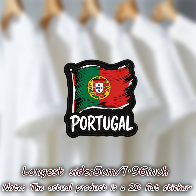 TEMU 9pcs/Feuille d'Écussons Drapeau Portugais, Couleurs Vibrantes, , avec l'Écriture "Portugal", Autocollants de Transfert Thermique, Convient aux
