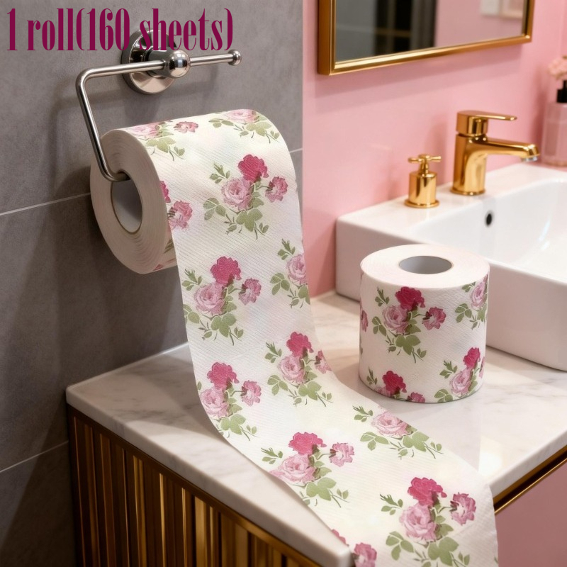 TEMU Three-layer Thickened 160 Sheets, Does Not Break When Wet, Floral Pattern Paper Towel, Suitable For Parties, Home Use, And A Atmosphere In